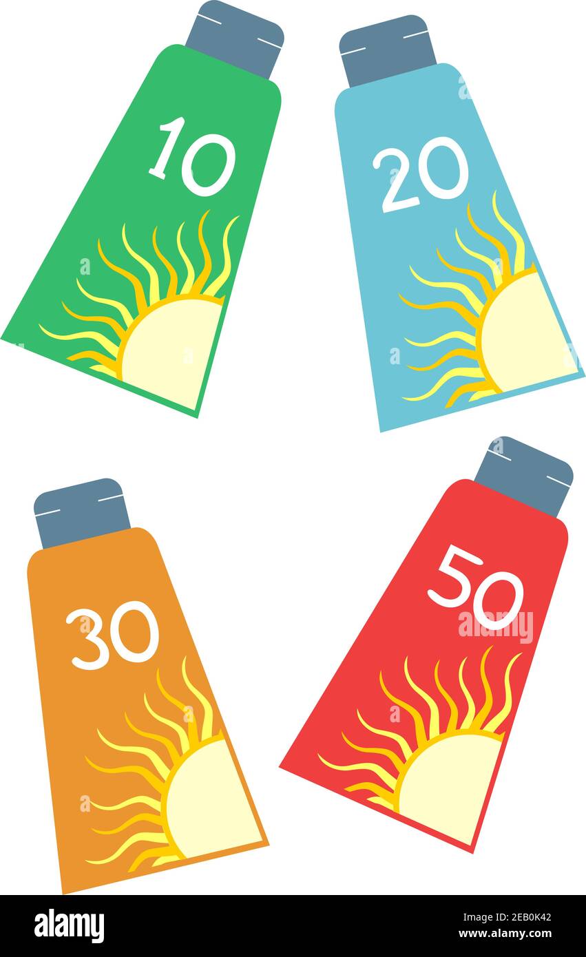 crema per bottiglie sun protect Illustrazione Vettoriale