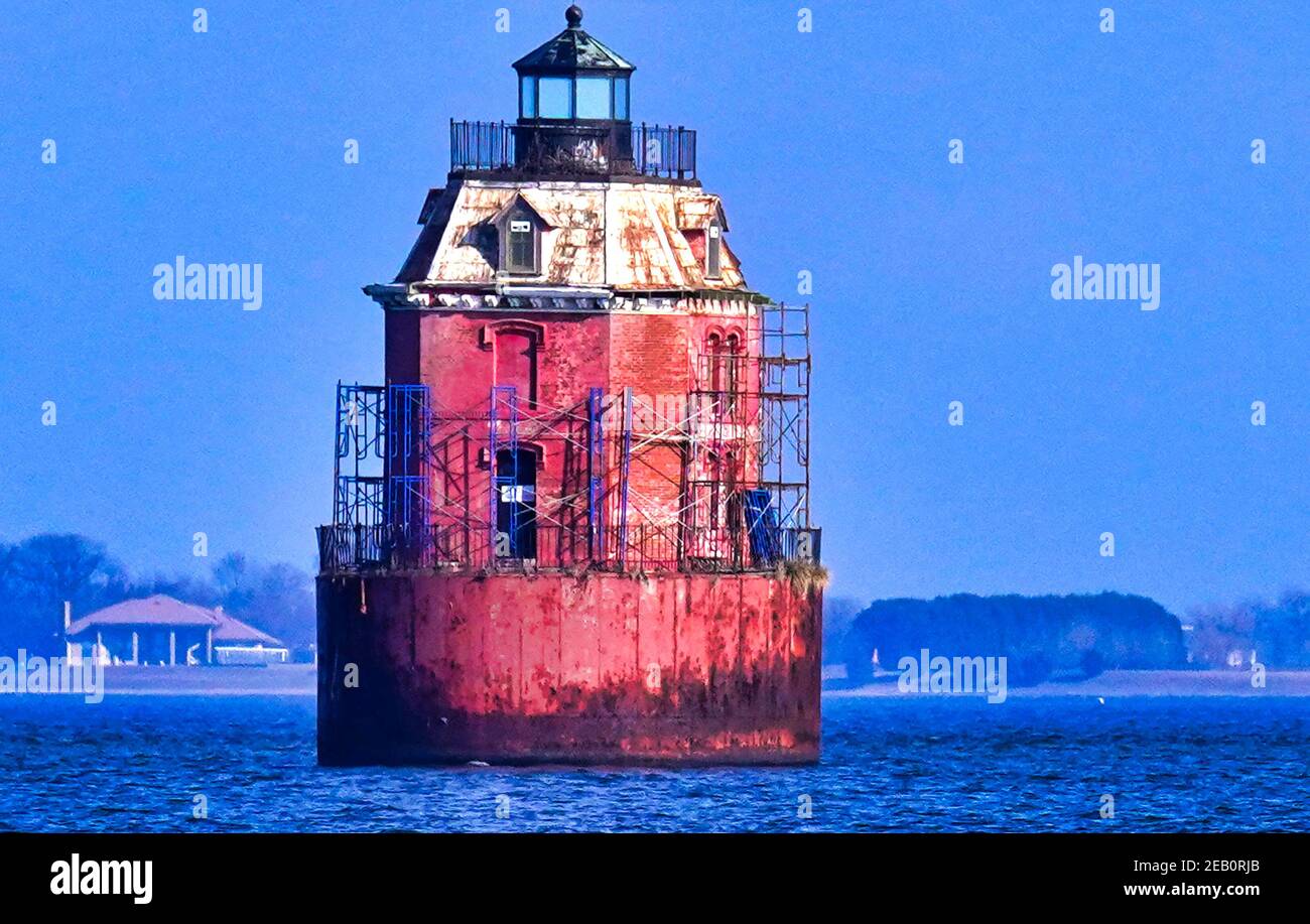 Faro di Sandy Point Shoal sulla baia di Chesapeake. Foto Stock