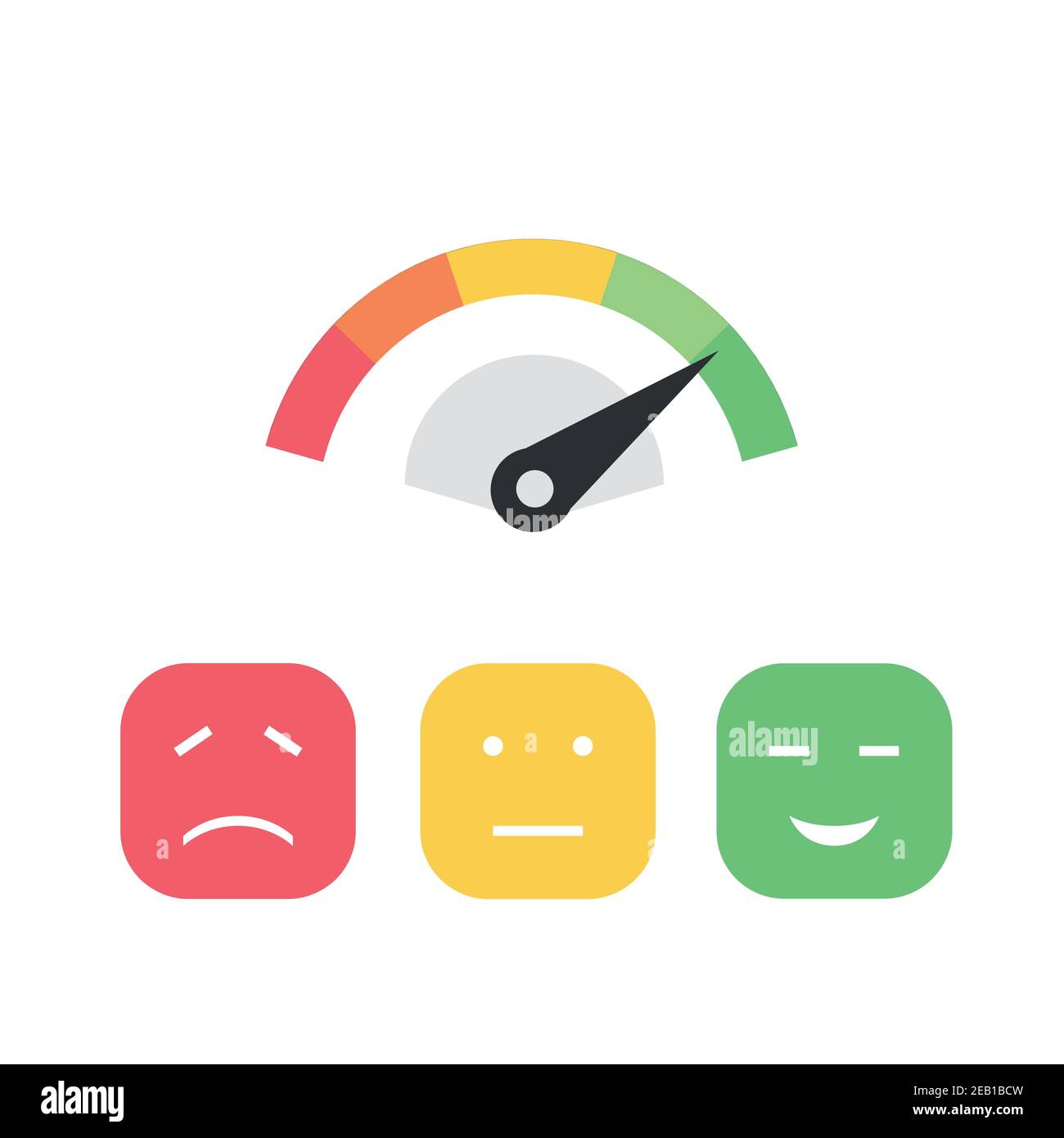 Icona cliente emozioni misuratore di soddisfazione con diverse emoji Illustrazione Vettoriale