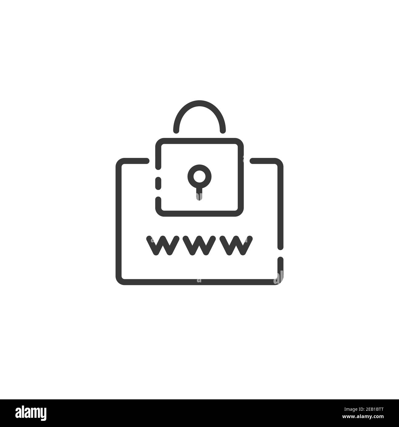 Icona della linea sottile per la navigazione sicura sul Web. Lucchetto di sicurezza. Concetto di Internet. Illustrazione vettoriale per il commercio di contorni isolati Illustrazione Vettoriale