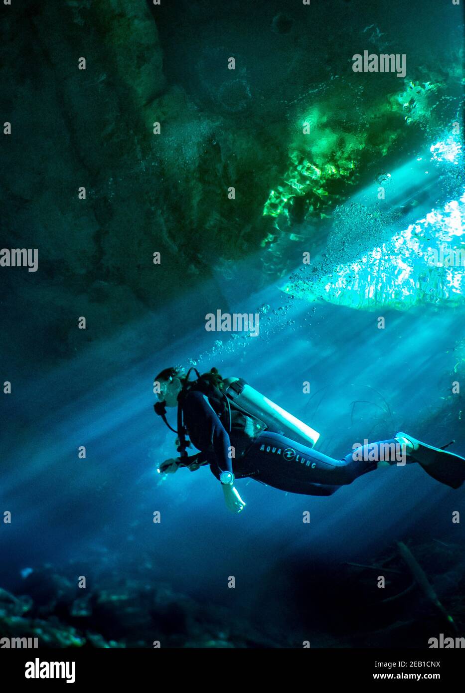 Immersione nel El Eden denote vicino Playa del Carmen sulla Riviera Maya nello Yucatan, Messico. Foto Stock