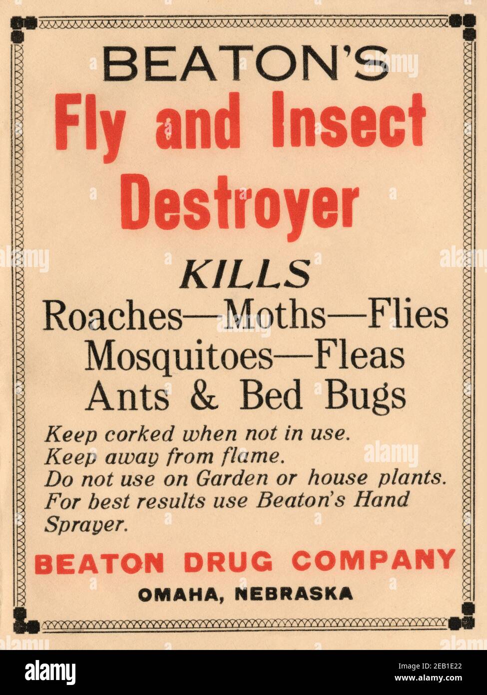 Beaton's Fly e Insect Destroyer 1920 Foto Stock