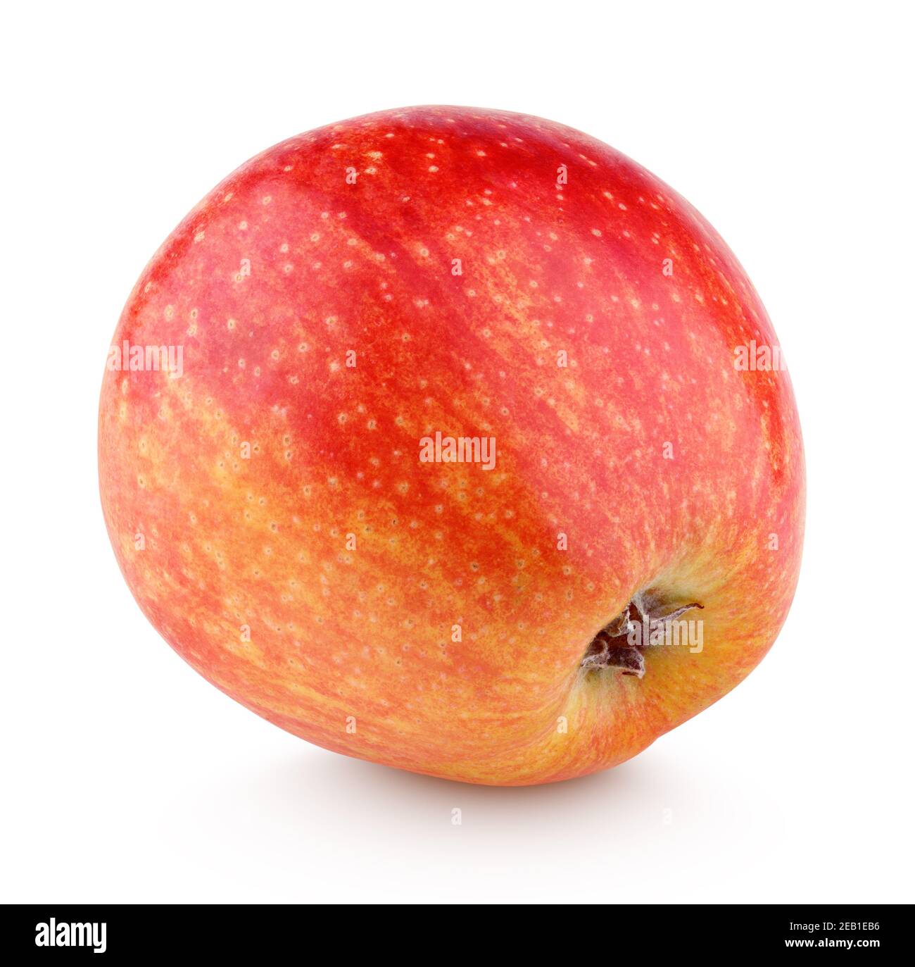 Singola mela rossa gialla fresca isolata su sfondo bianco con tracciato di ritaglio Foto Stock