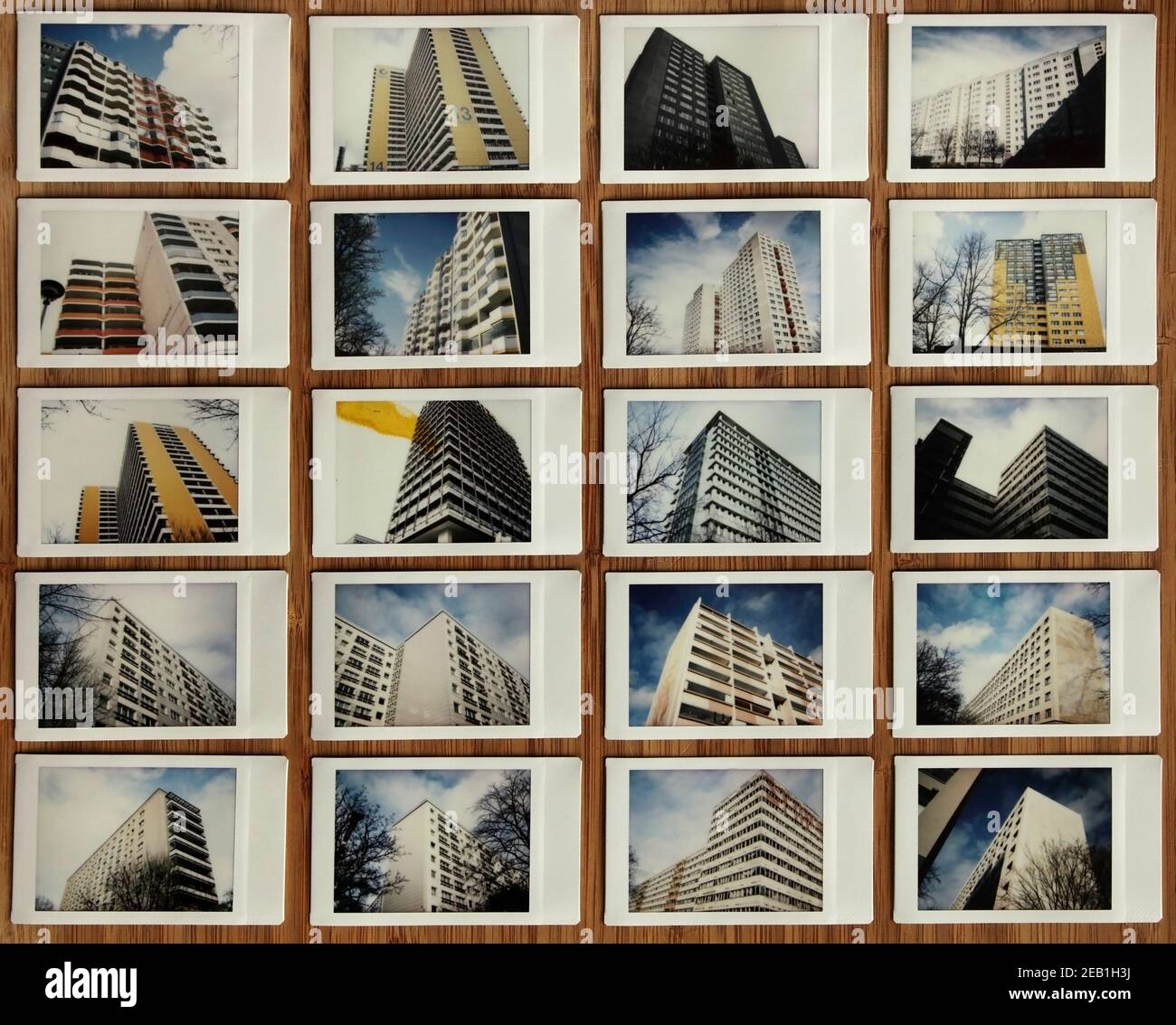 Fujifilm Instax Instant photographs of condominio blocks in Berlin, Germany. Foto Stock