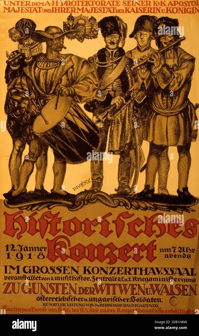 Storiisches Konzert ... zu gunsten der Witwen u. Waisen ...concerto di soldati austriaci e ungheresi a beneficio di vedove e orfani. 1918 Foto Stock