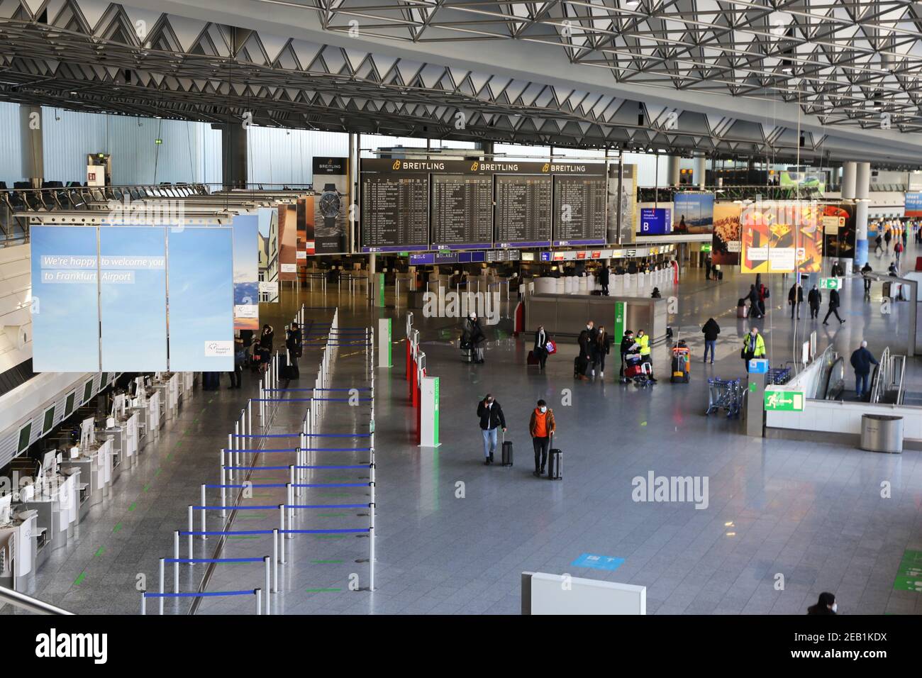 Aeroporto di Francoforte (Germania) il numero dei passeggeri è crollato durante la pandemia di Corona (11 febbraio 2020) Foto Stock