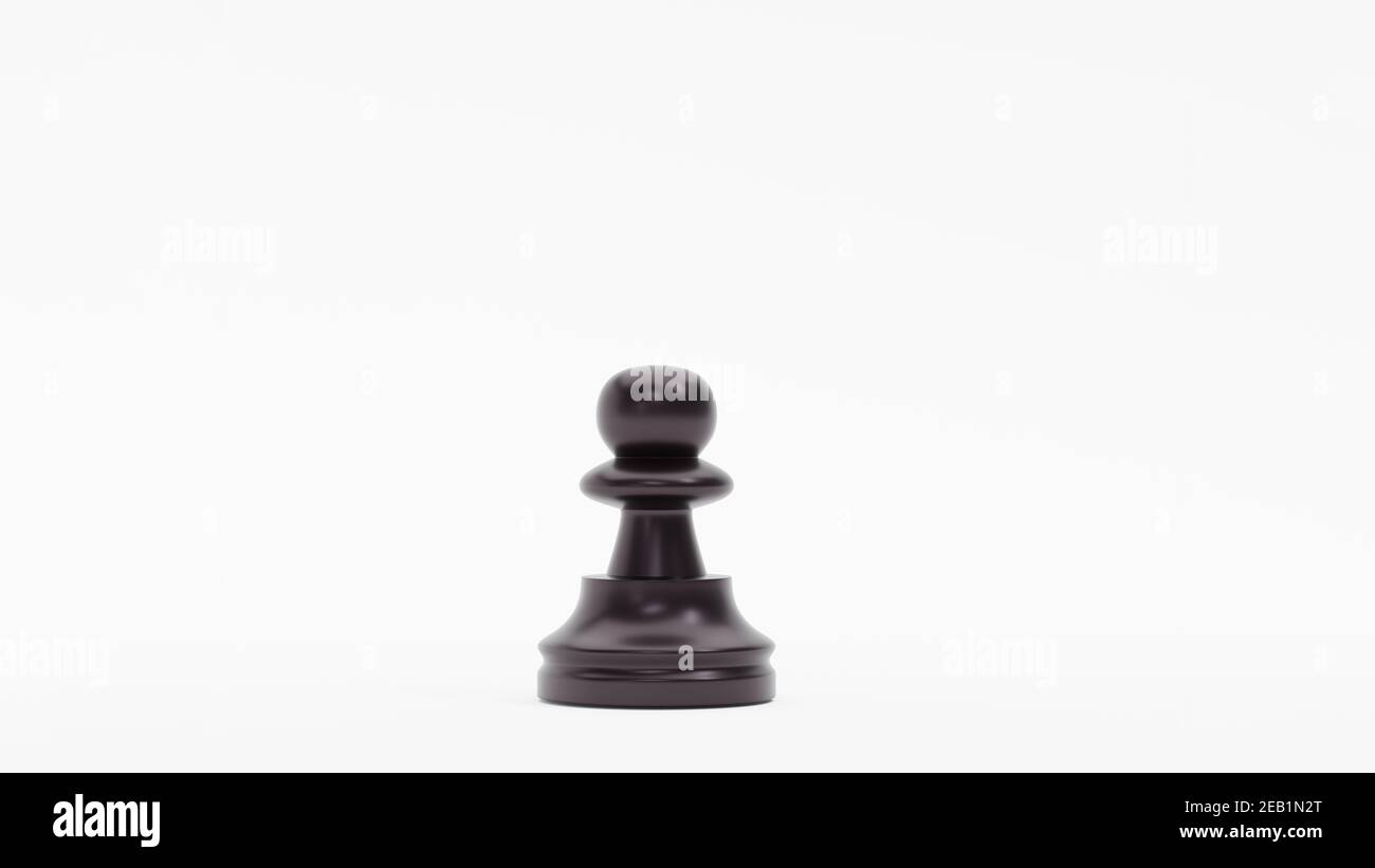 Scacchi pegno nero isolato su sfondo bianco. illustrazione 3d, rendering 3d. Foto Stock