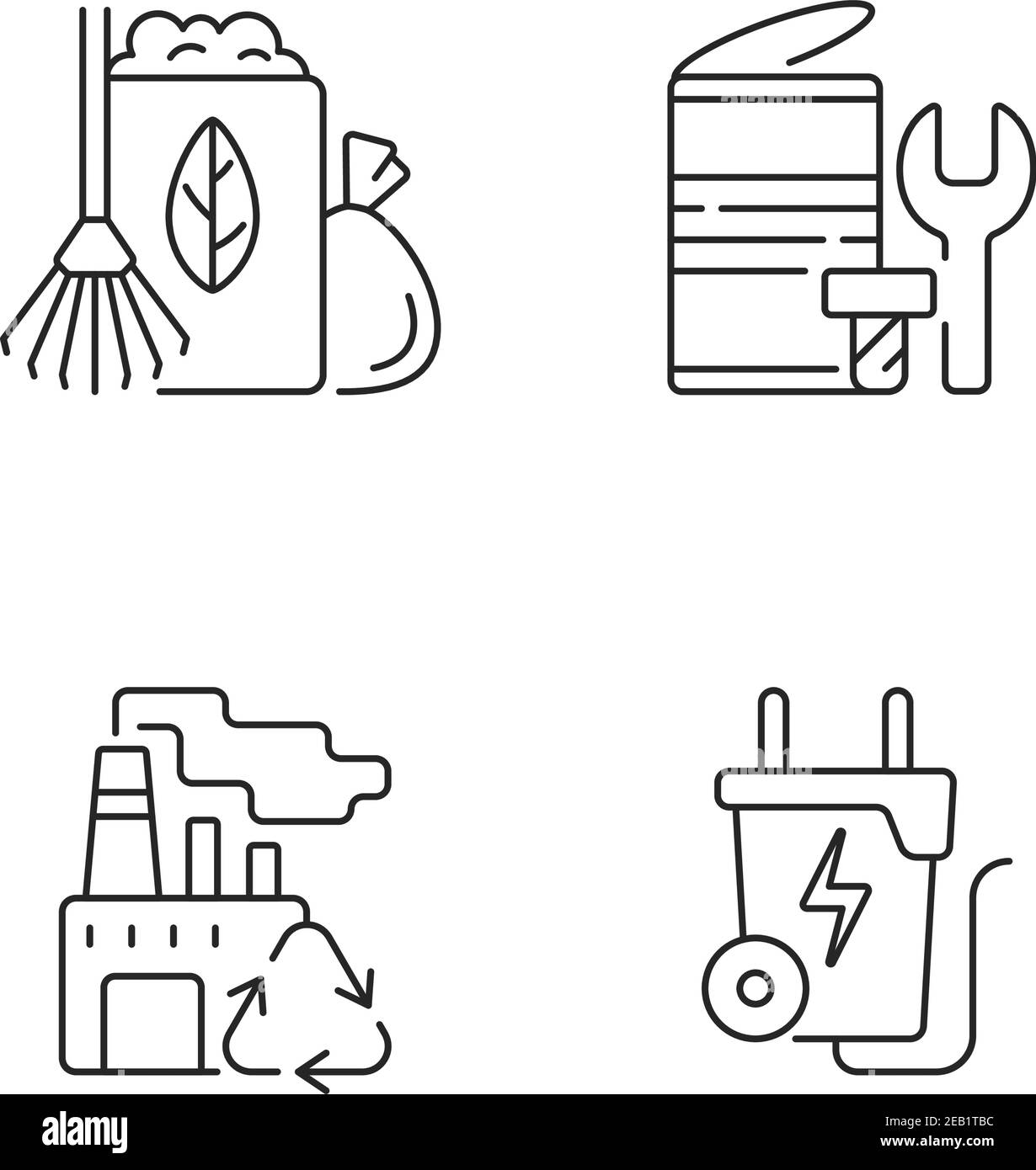 Set di icone lineari per problemi ambientali Illustrazione Vettoriale
