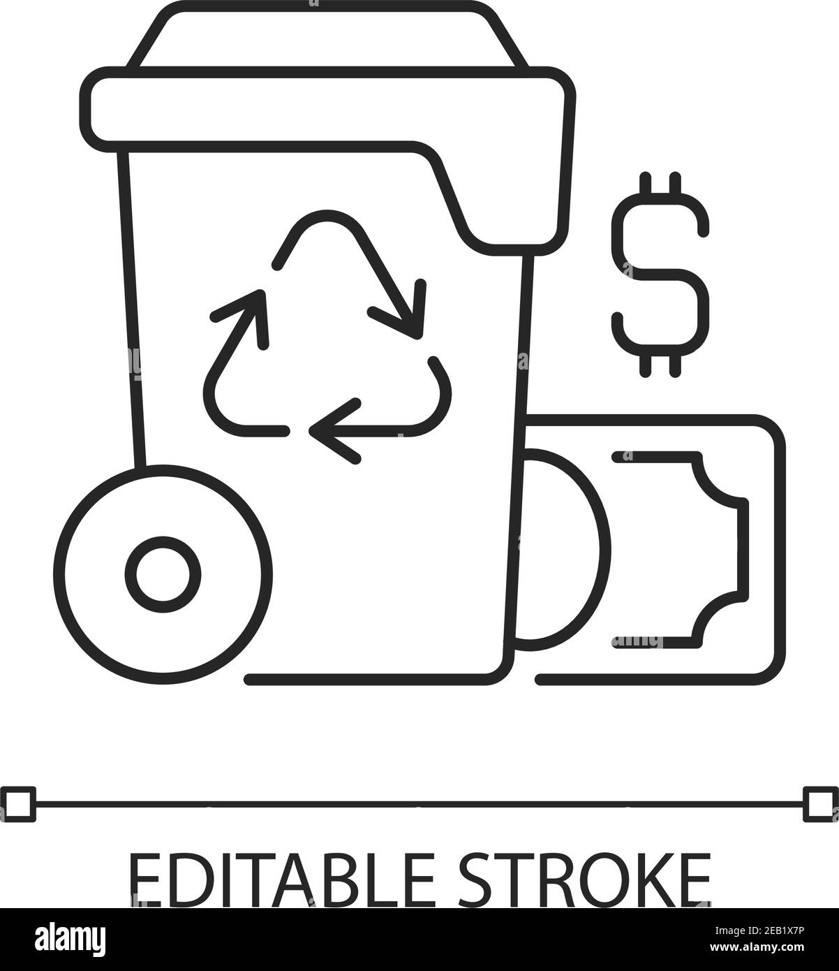 Icona lineare dei costi di gestione dei rifiuti Illustrazione Vettoriale