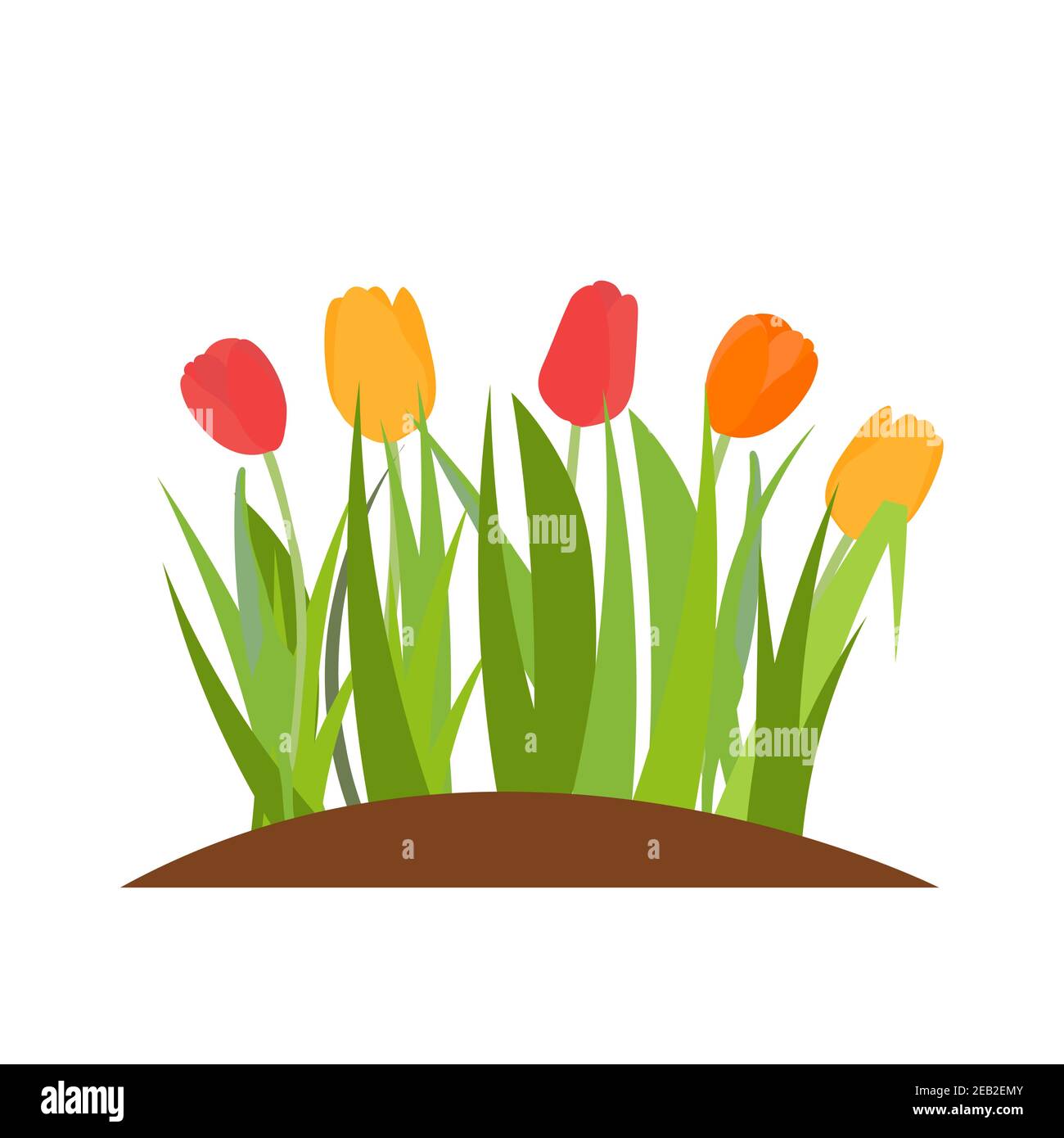 Bouquet di tulipani primavera fiori isolati su sfondo bianco Vector Illustrazione EPS10 Illustrazione Vettoriale
