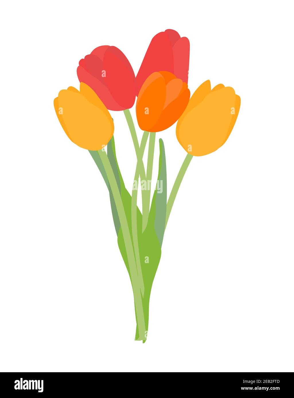 Bouquet di tulipani primavera fiori isolati su sfondo bianco Vector Illustrazione EPS10 Illustrazione Vettoriale