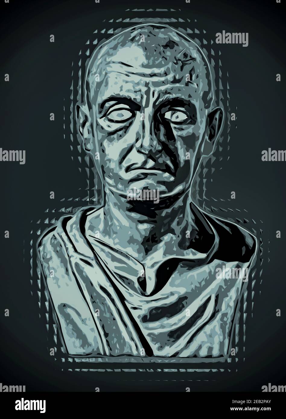 Busto del generale romano Scipio Africanus famose guerre di combattimento nel 200 a.C. con Annibale A. questa è la fotografia manipolata da mezzi misti. Foto Stock
