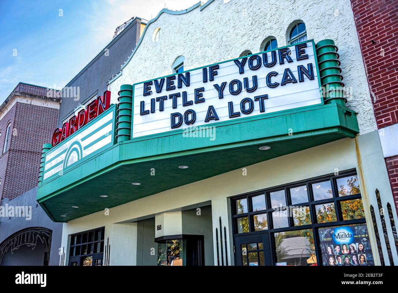 Il Garden Theatre, un teatro rinnovato nel 1935 in stile rivival mediterraneo su Plant Street nel centro storico di Winter Garden, Florida. (STATI UNITI) Foto Stock
