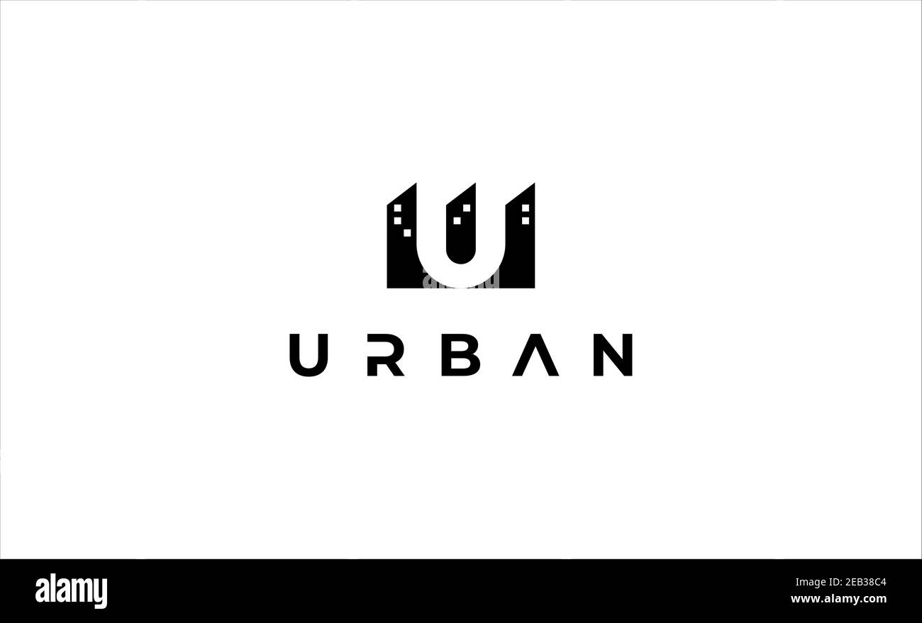 Lettera U Urban Building Logo disegno vettoriale Foto Stock