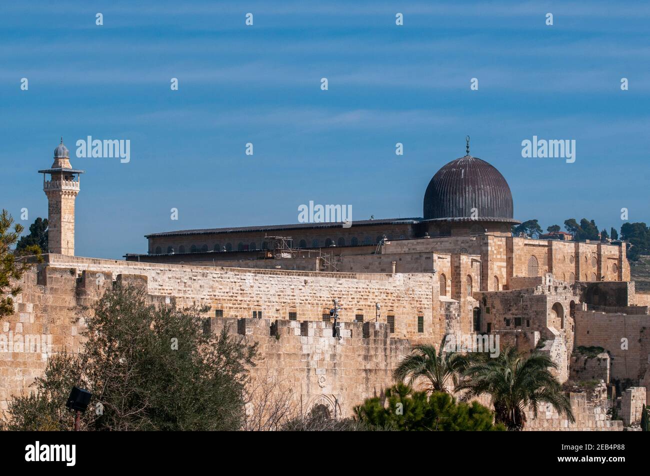 Israele, Gerusalemme, Città Vecchia, Moschea di al Aqsa sul Monte del Tempio conosciuto come il composto di al Aqsa o Haram esh-Sharif Foto Stock