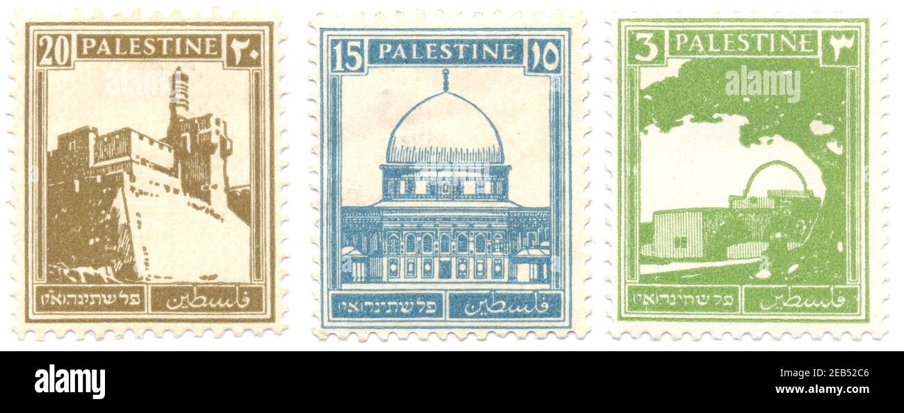 Tre Palestine (mandato britannico) anteriori a 1948 francobolli Foto Stock