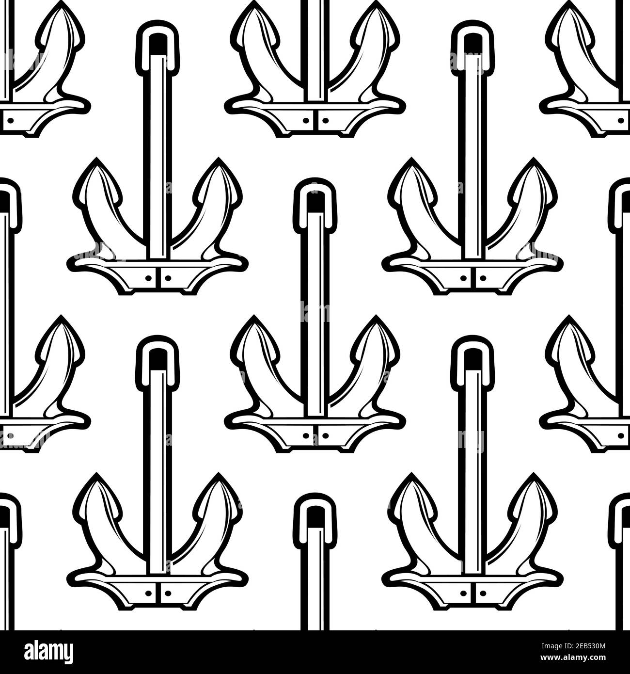 Avventura marina e design a tema nautico con un motivo senza cuciture di ancoraggi senza scorte per navi di grandi dimensioni su sfondo trasparente Illustrazione Vettoriale