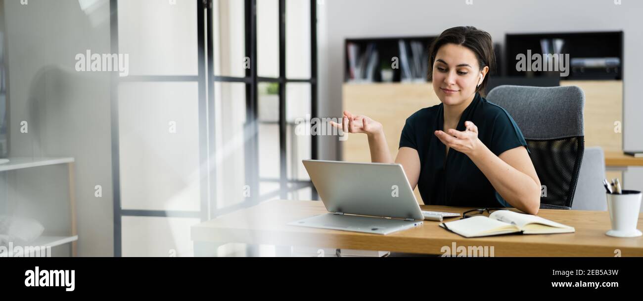 Webinar di formazione a distanza con la chiamata in conferenza virtuale Foto Stock