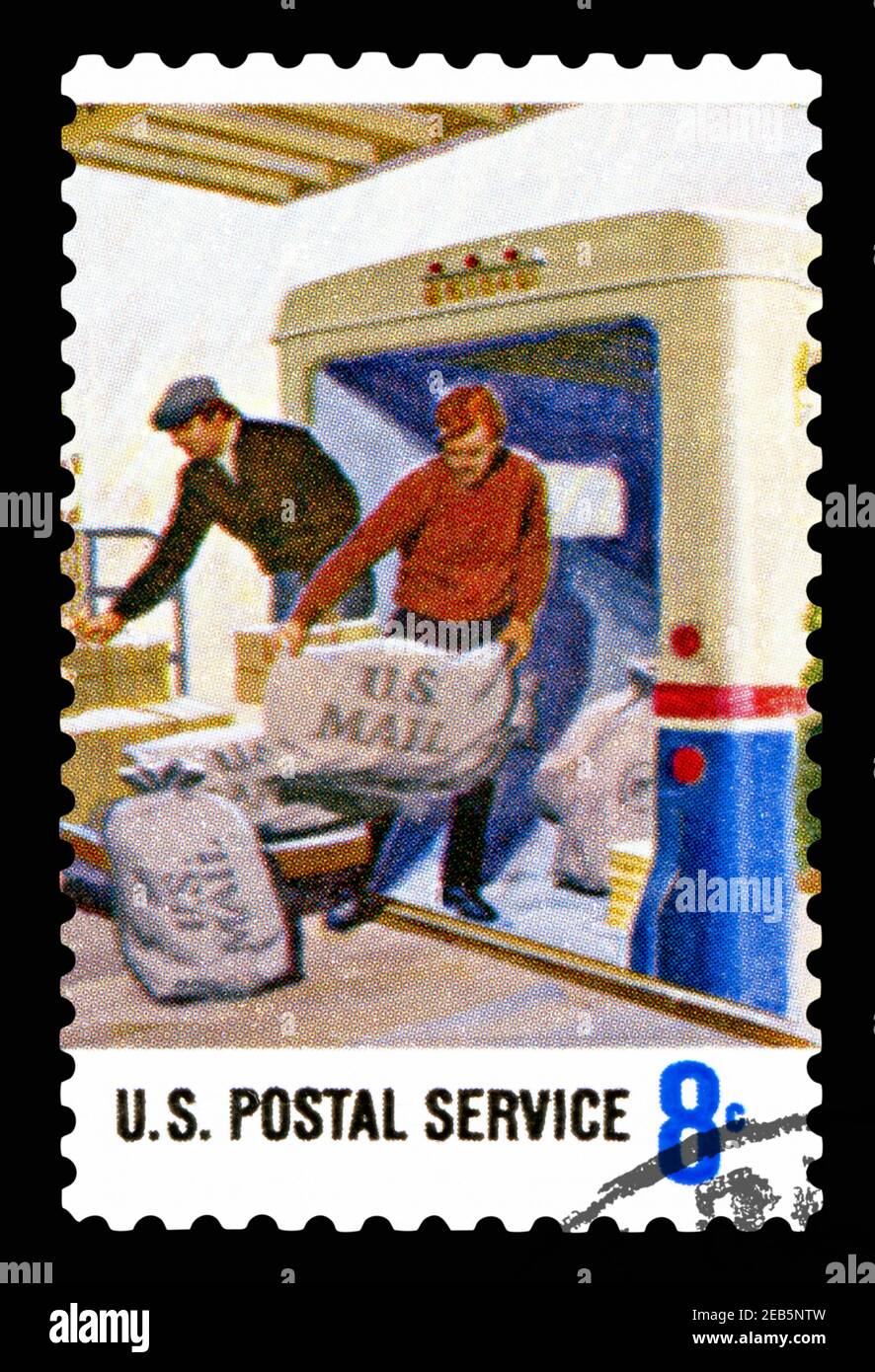 Stati Uniti d'America - circa 1970: un timbro stampato negli Stati Uniti d'America dedicata al servizio postale, circa 1970 Foto Stock