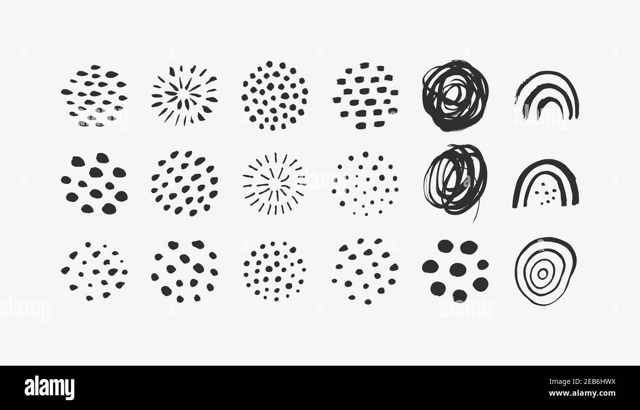 Elementi grafici astratti in stile minimal trendy. Insieme vettoriale di trama disegnata a mano Illustrazione Vettoriale