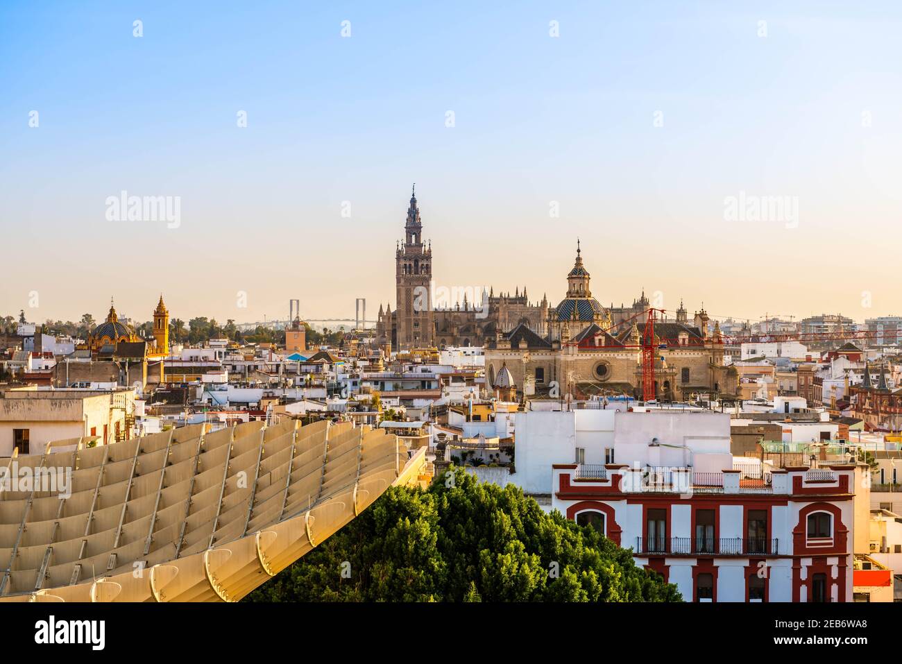 Panorama dalla Parasol Metropolitan Area di Siviglia, Andalusia, Spagna Foto Stock