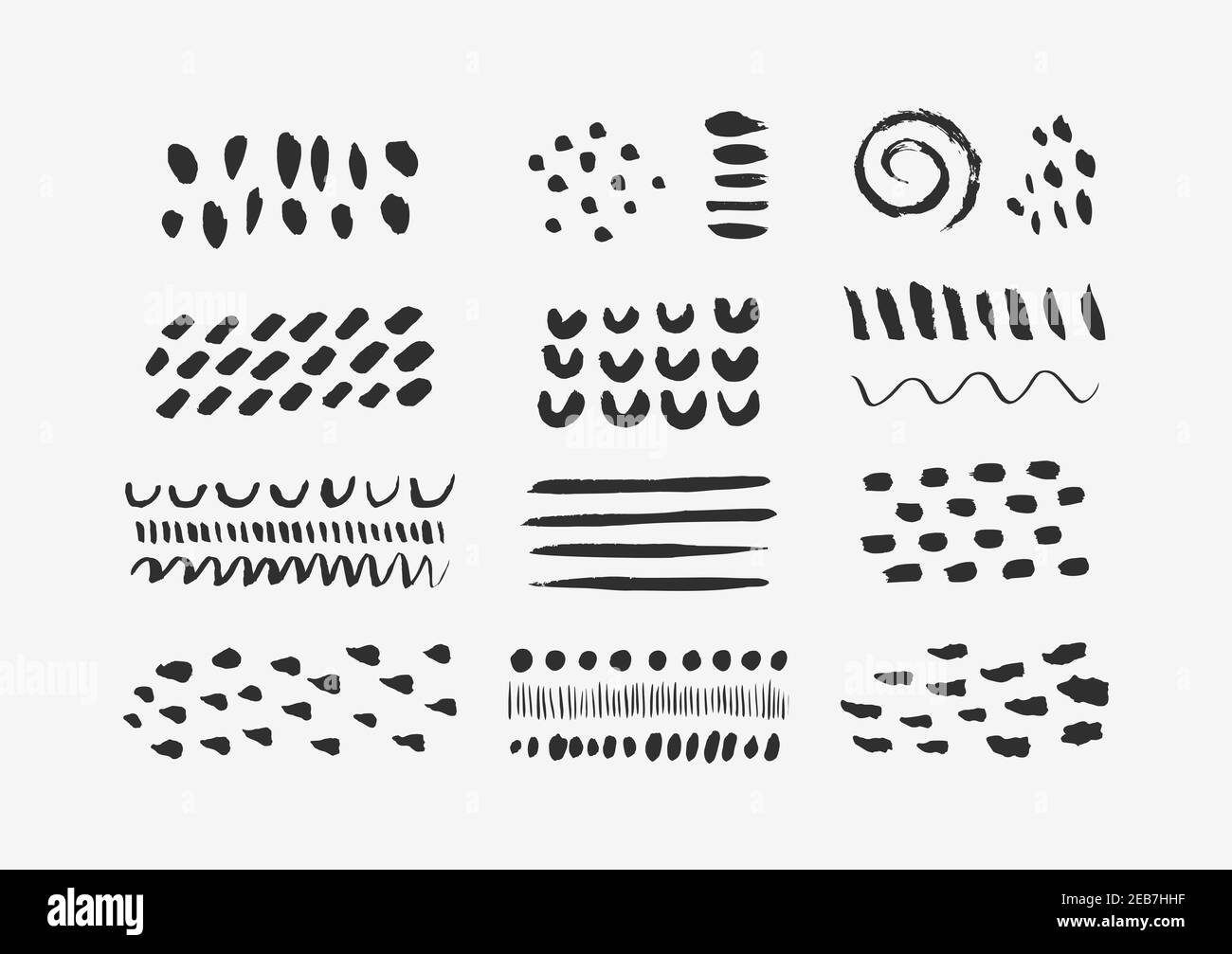 Elementi grafici astratti in stile minimal trendy. Insieme vettoriale di trama disegnata a mano Illustrazione Vettoriale