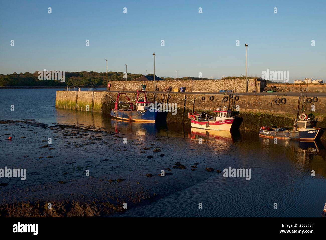 Barche a Dumfries e Galloway Garlieston Porto in luce di sera Foto Stock