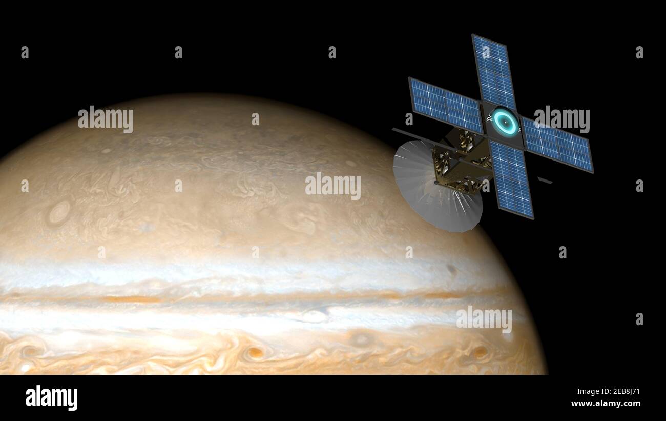 Sonda spaziale orbitante jupiter - rendering 3D. Mappe della NASA Foto Stock