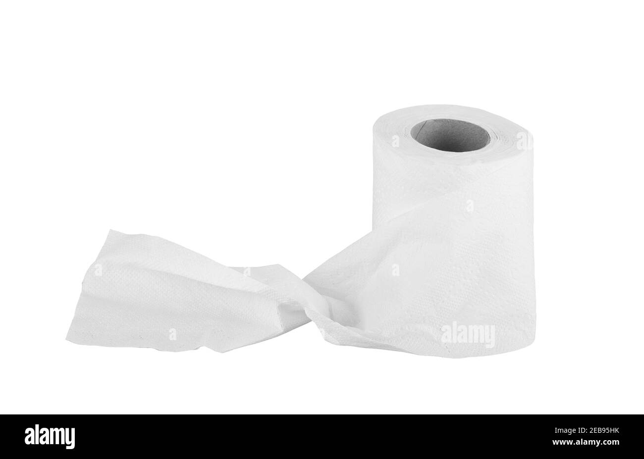 Rotolo di carta di tessuto isolato su sfondo bianco e con percorsi di ritaglio. Foto Stock