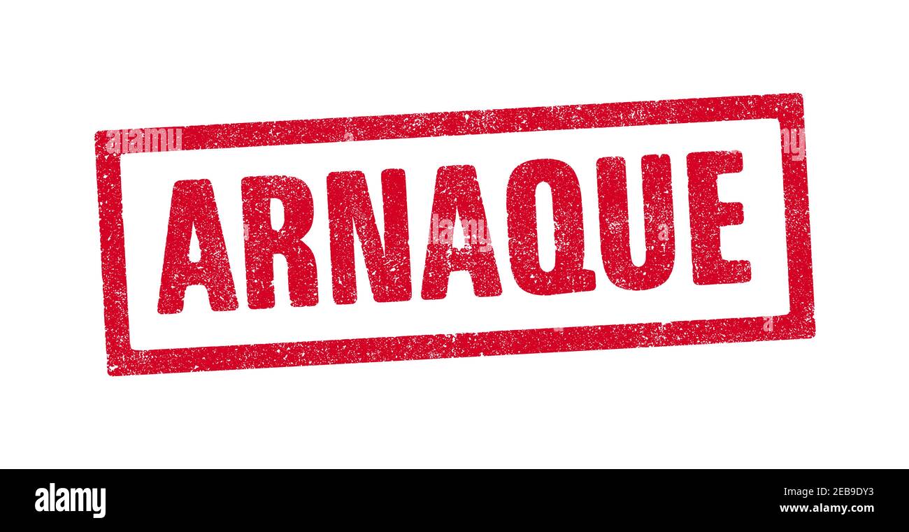 Illustrazione vettoriale della parola Arnaque (parola francese per truffa) con inchiostro rosso Illustrazione Vettoriale