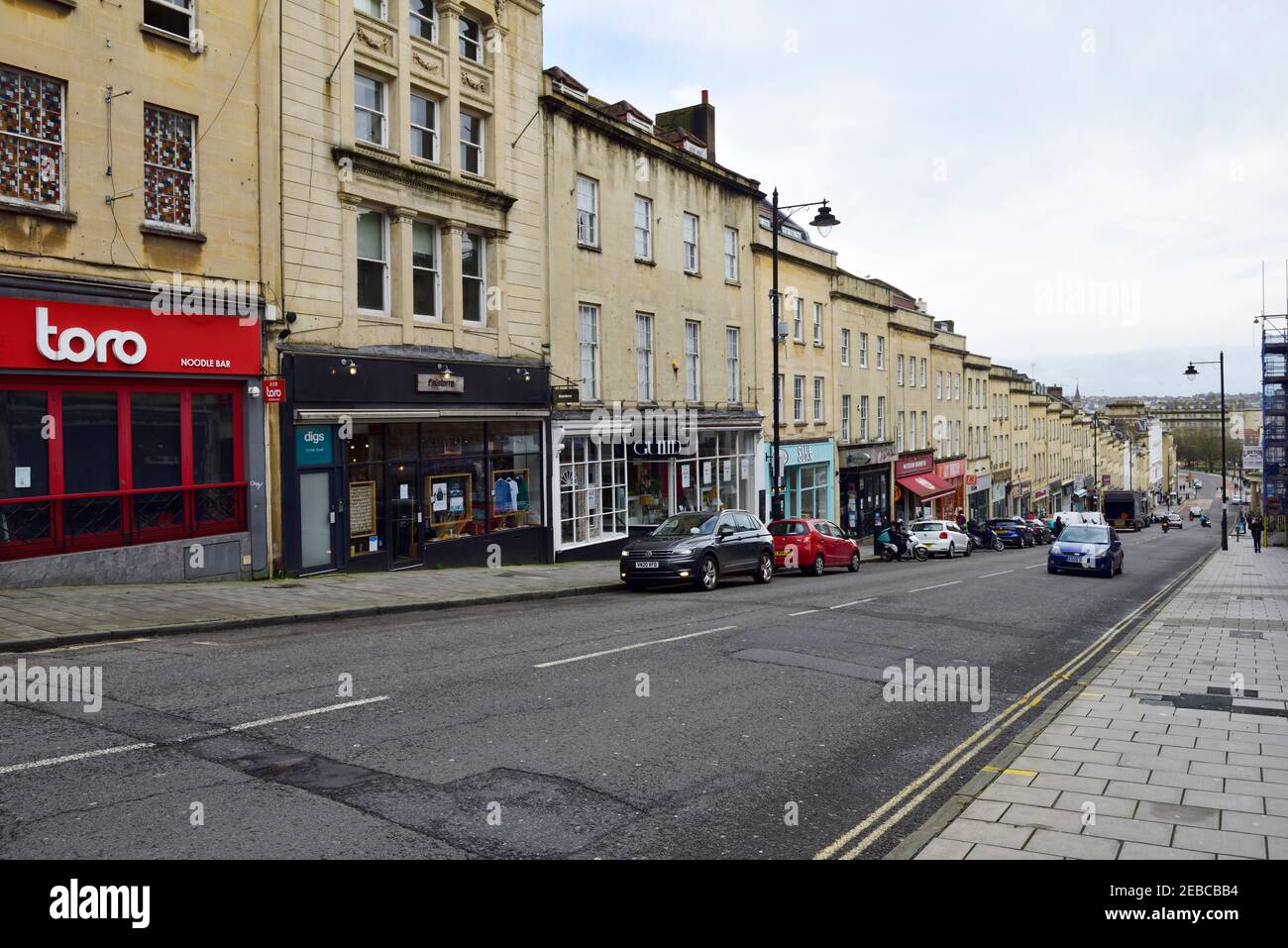 Bristol Park Street con i negozi e le aziende della strada chiusa a causa del blocco causato dalla pandemia di covid-19, Regno Unito Foto Stock