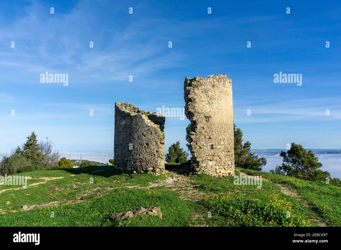 Vista delle rovine del castello di Medina-Sidonia in Andalusia Foto Stock