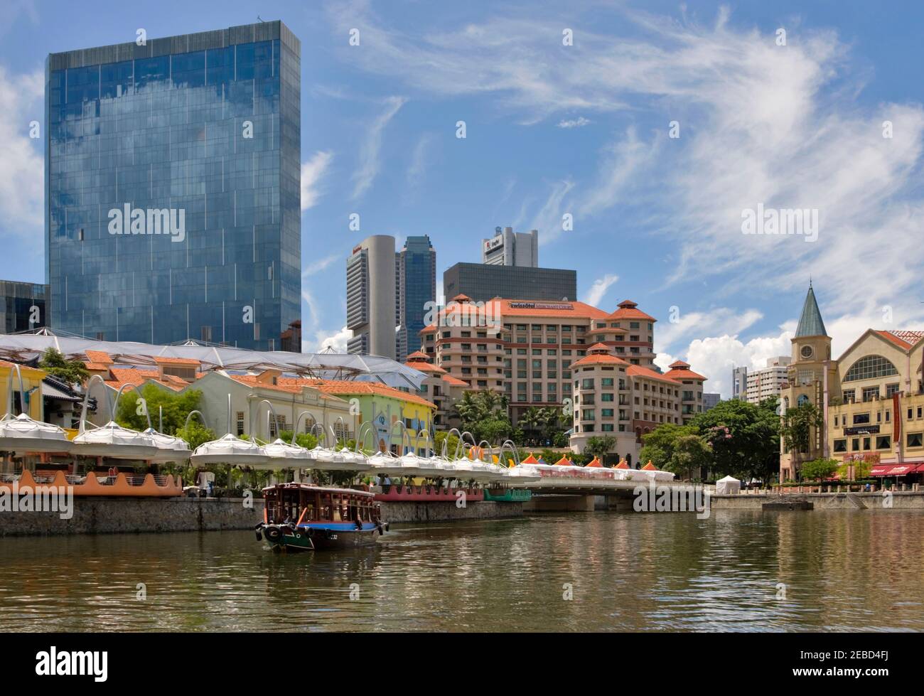 Clarke Quay, Singapore River Waterfront. Foto Stock