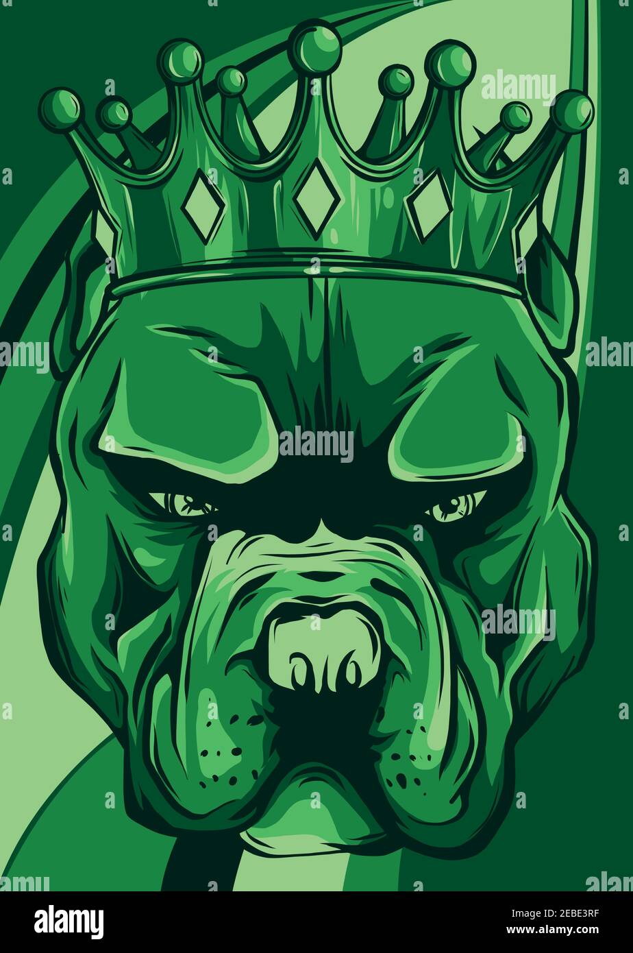 Illustrazione vettoriale testa di pitbull arrabbiata con corona Illustrazione Vettoriale