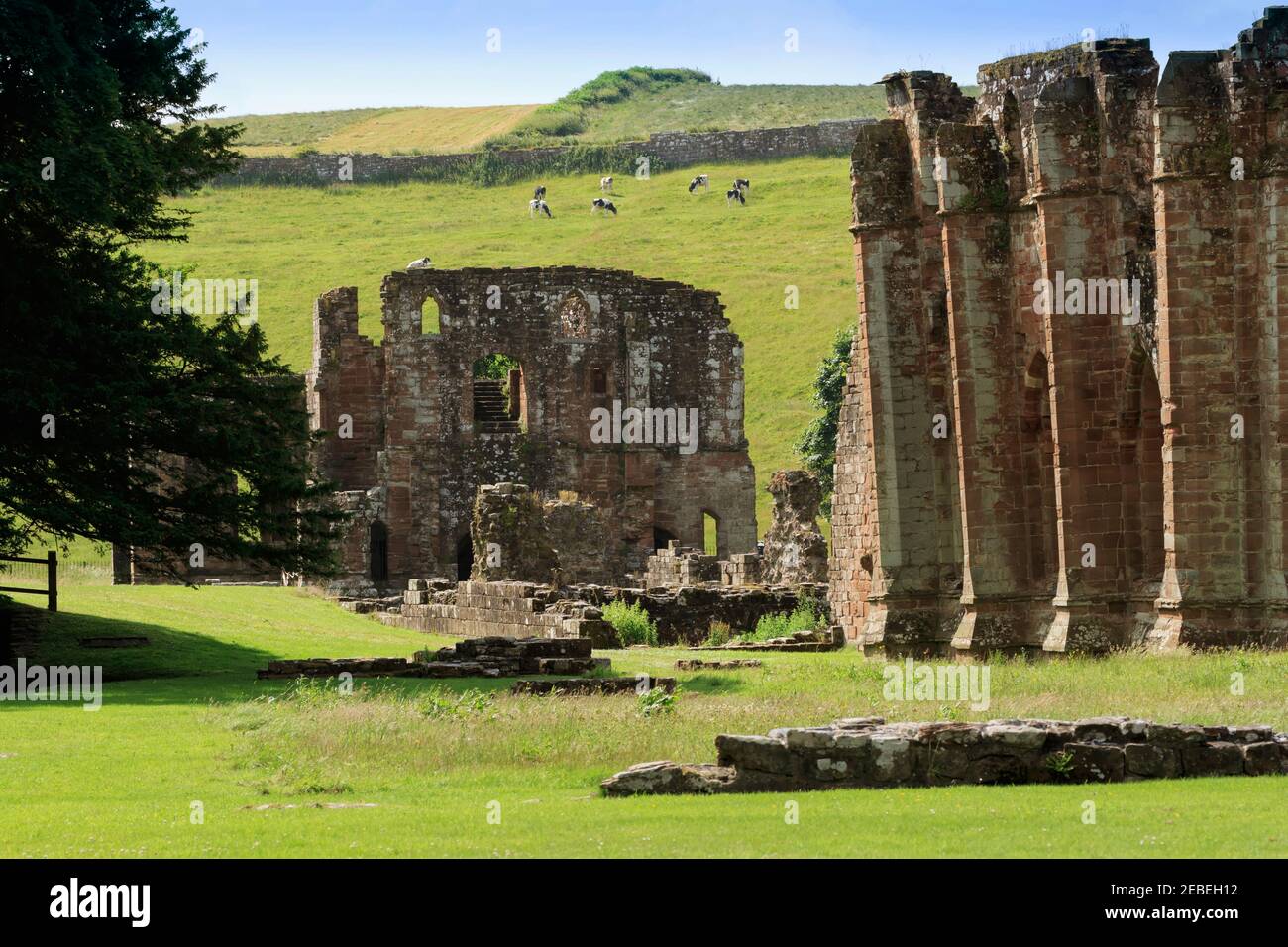 Rovine di Furness Abbey, Infermeria Hall e la cappella in Cumbria Foto Stock