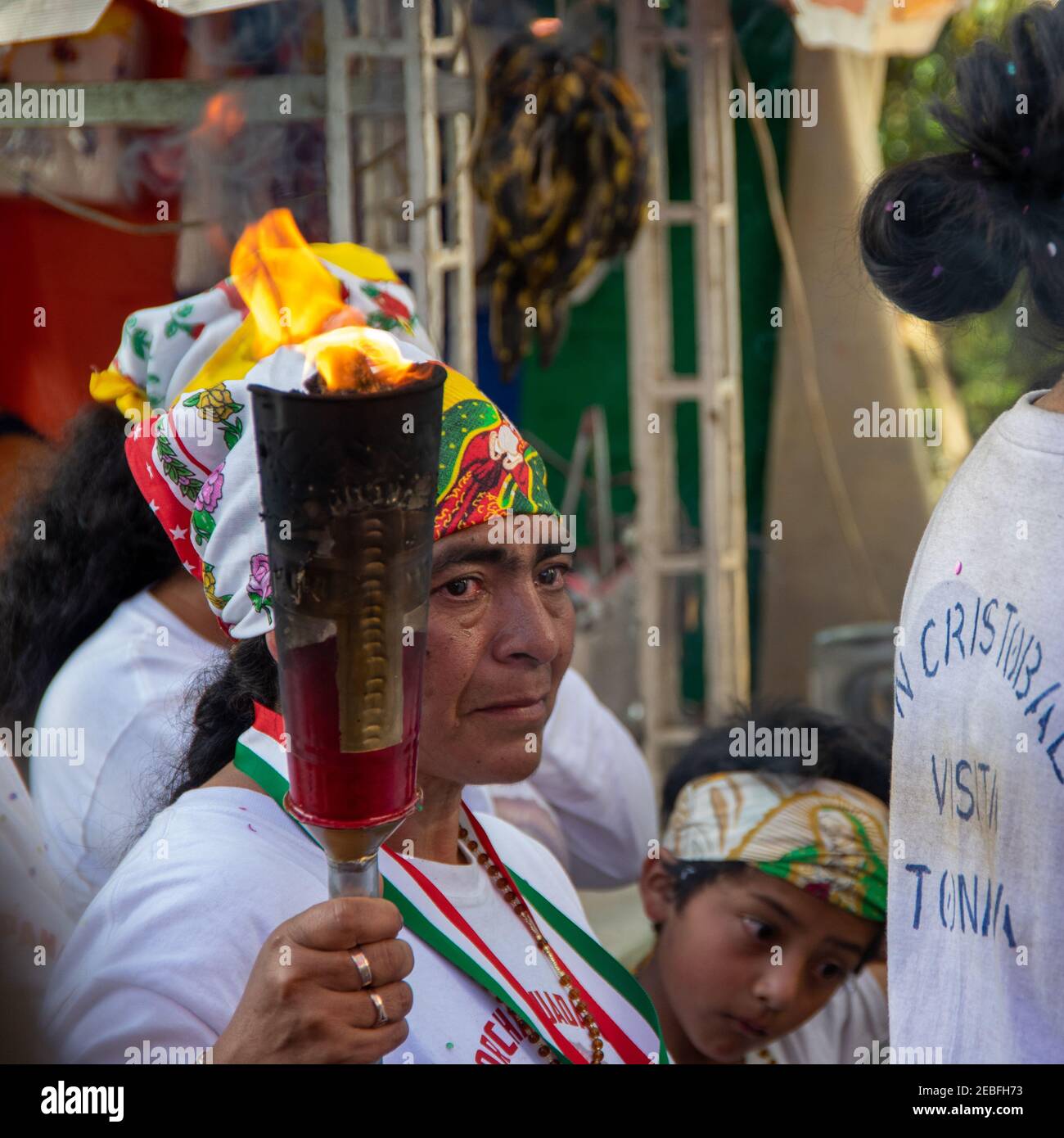 Giorno della Madonna di Guadalupe / dia de la Virgen de Guadalupe presso la Chiesa di Guadalupe a San Cristóbal de las Casas, Chiapas, Messico Foto Stock