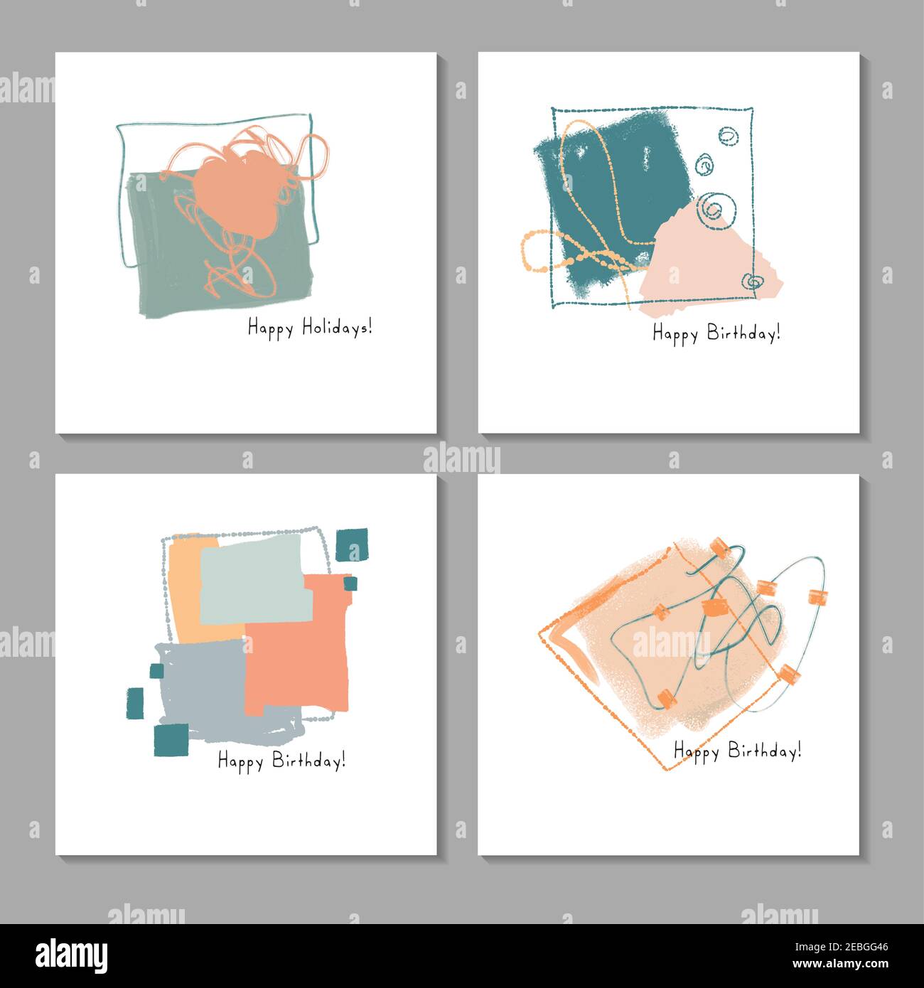 Set di illustrazioni Creative Abstract per Postcard, Banner per social media o Banner per copertina Brochure background. Opere d'arte minimaliste alla moda. Vettore. Mod Illustrazione Vettoriale