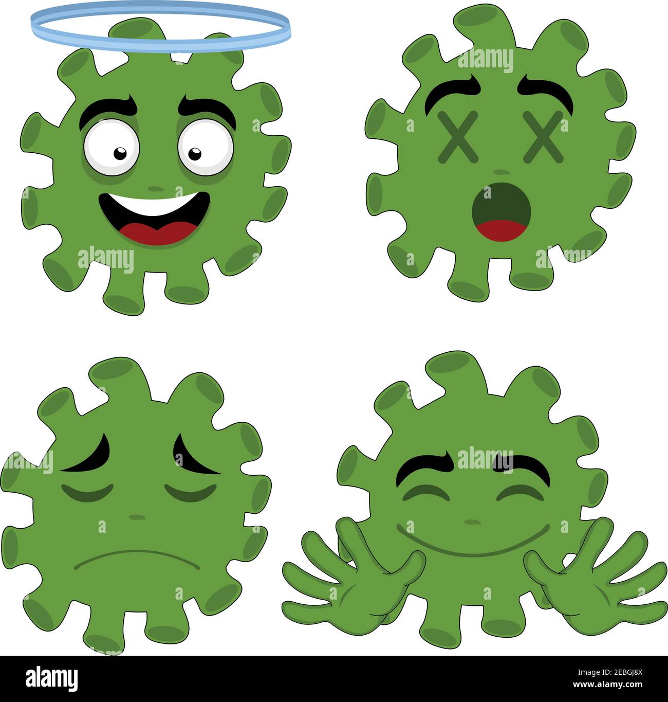 Illustrazione vettoriale delle emoticon dei cartoni animati di coronavirus Illustrazione Vettoriale