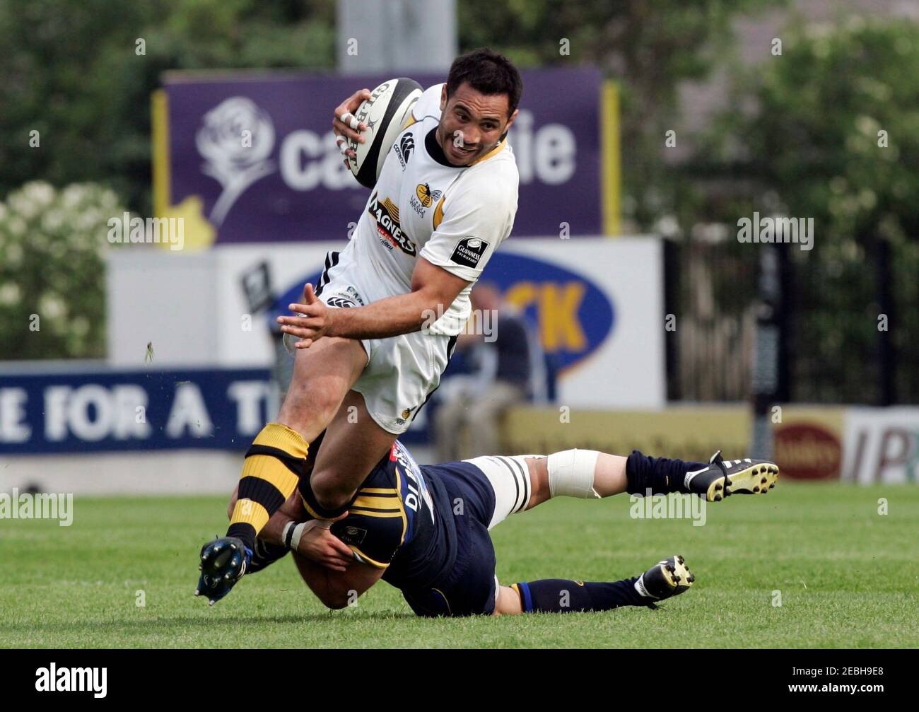 Rugby Union - Leeds Carnegie / London Wasps Guinness Premiership - Headingley Carnegie - 10/5/08 Wasps' Riki Flutey (L) e il Leeds' Alberto di Bernardo Mandatory Credit: Action Images / Lee Smith Livepic Foto Stock