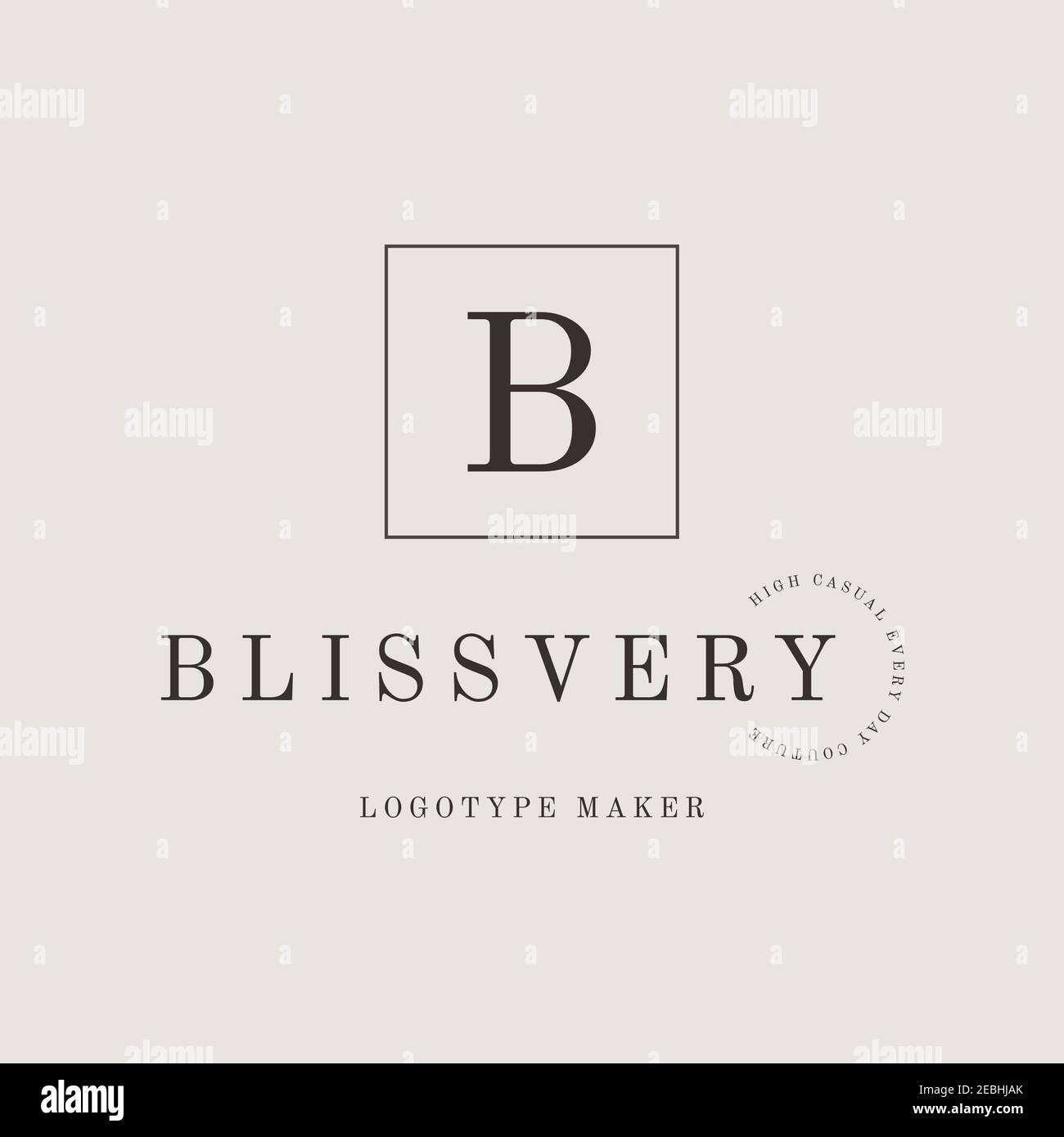 logo minimalista per un marchio di abbigliamento con solo lettere Foto Stock