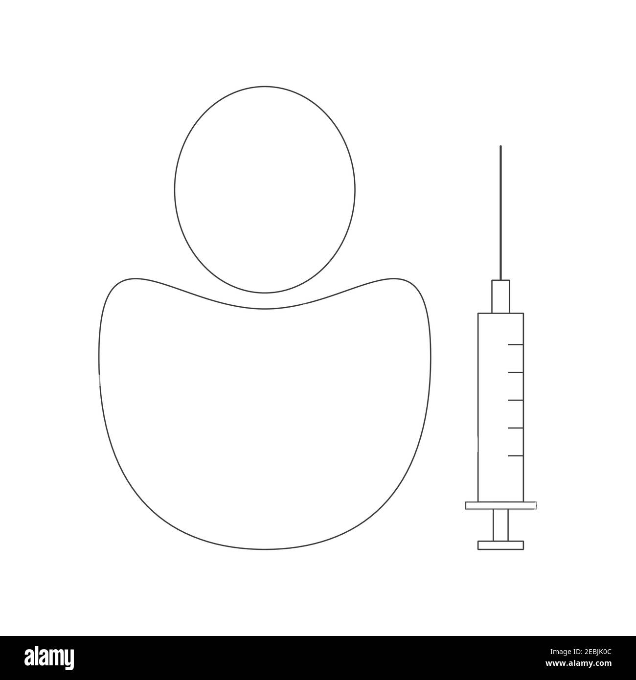 Icona della linea di vaccinazione medica. Segno del vaccino della medicina. Simbolo del farmaco della farmacia. Elemento di design di qualità. Icona della vaccinazione medica di stile lineare. Illustrazione Vettoriale