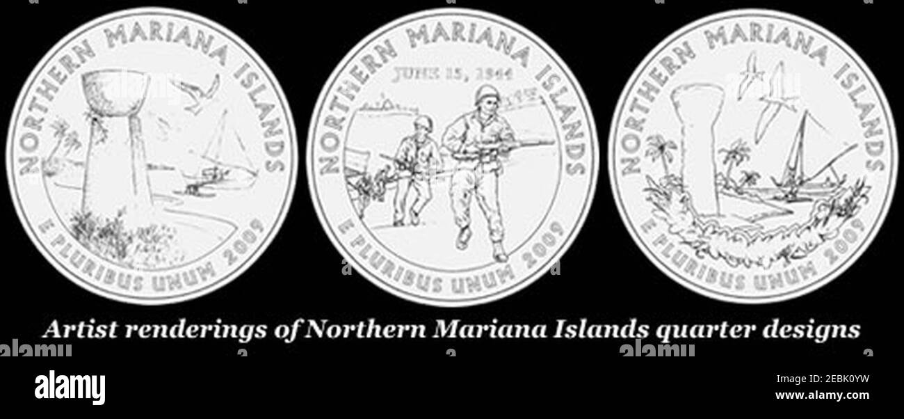 Northern-Mariana-Islands-Commemorative-Quarter-Designs. Foto Stock