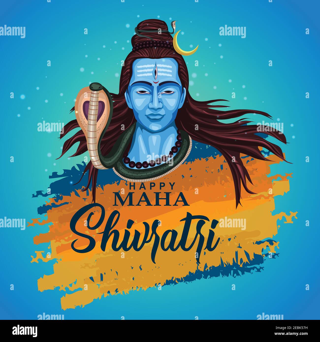 Happy maha Shivratri con mahadev, un festival indù celebrato di lord shiva notte, calligrafia inglese. Illustrazione vettoriale Illustrazione Vettoriale
