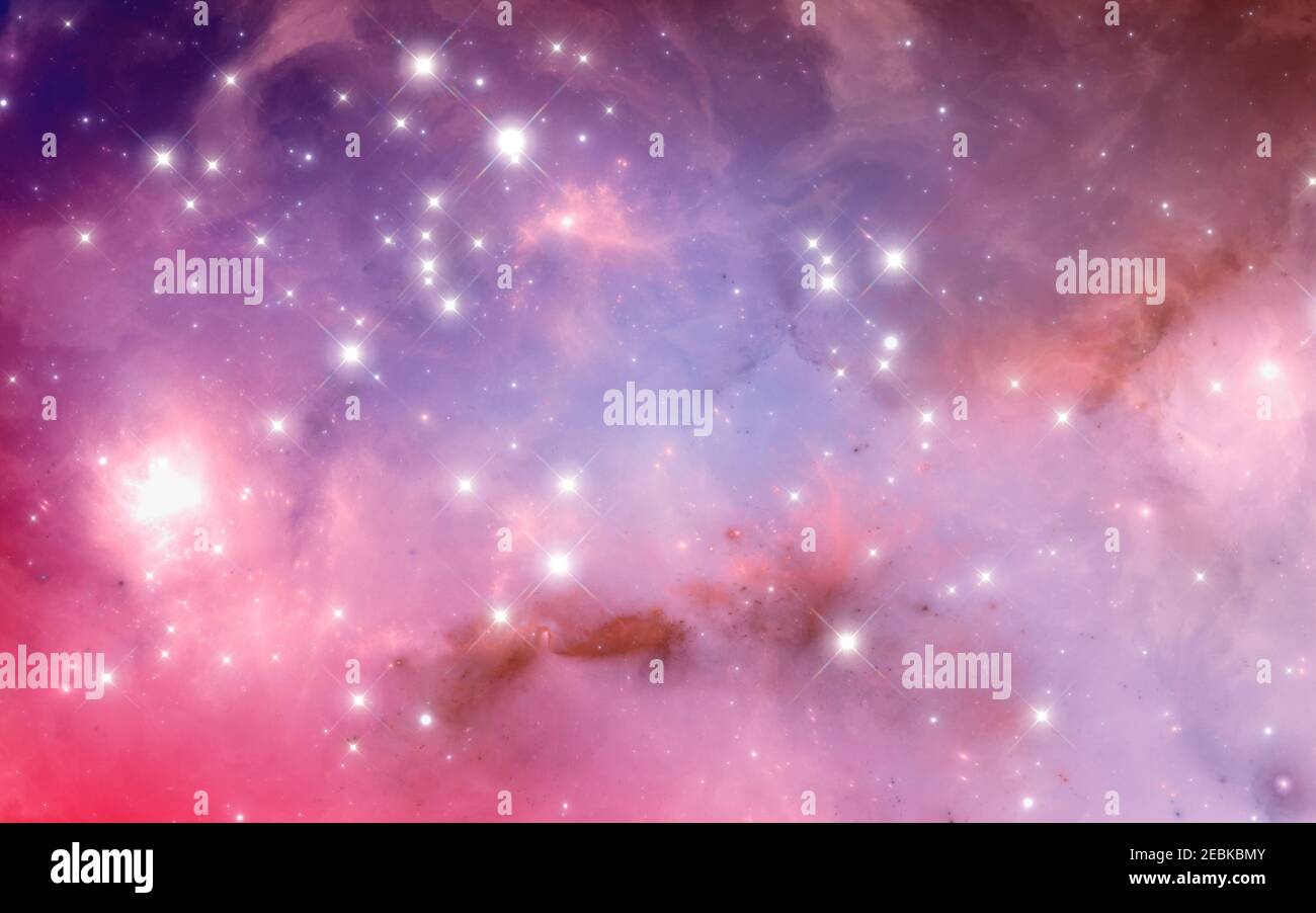 Sfondo spaziale con nebulosa viola e stelle Foto Stock