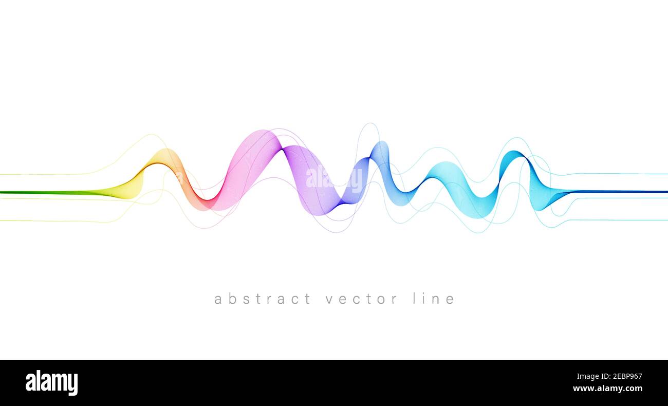 Linee ondulate a flusso astratto. Onda dinamica colorata. Elemento di disegno vettoriale per il concetto di musica, feste, tecnologia, moderno. Illustrazione Vettoriale