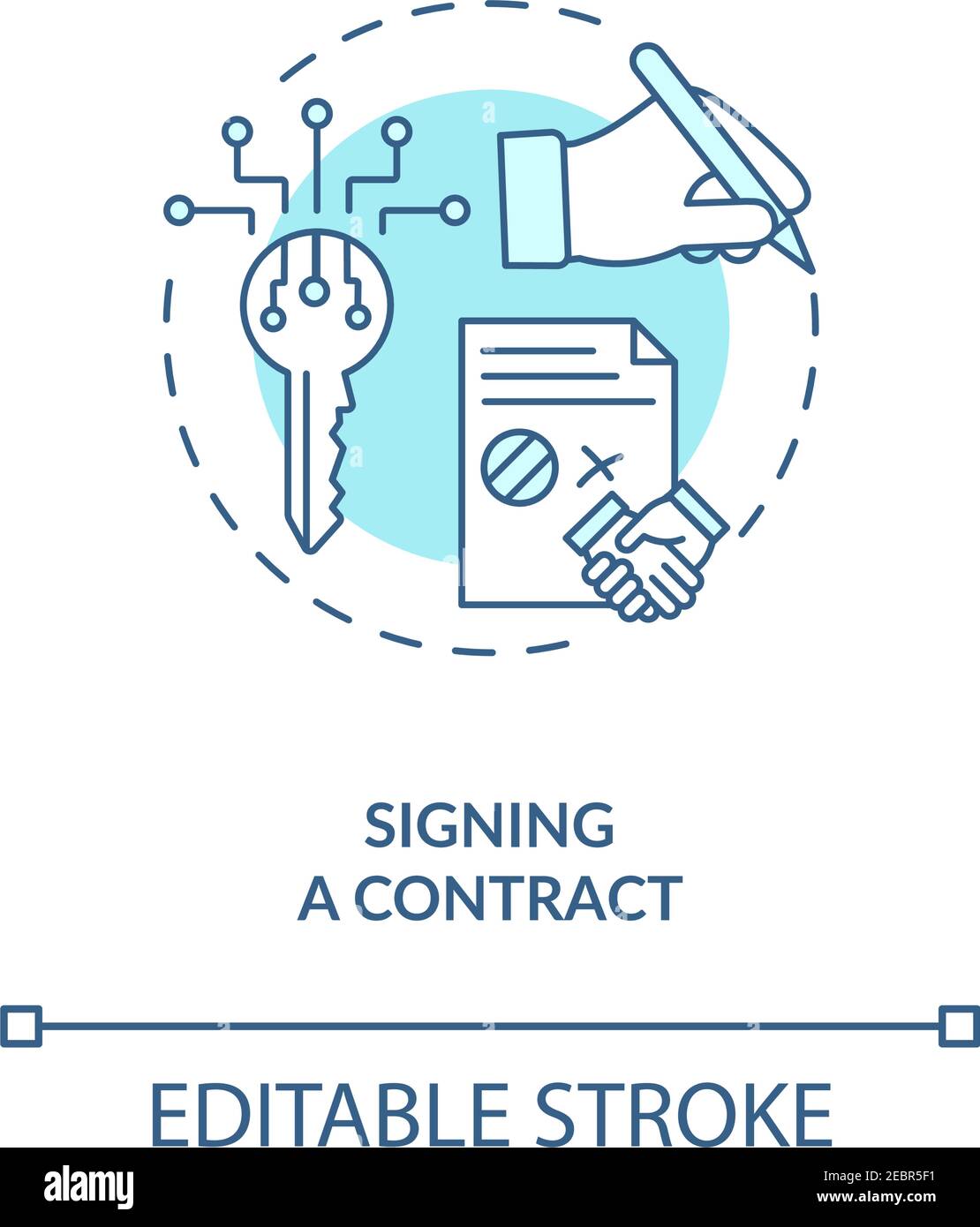 Firma di un'icona del concetto di contratto Illustrazione Vettoriale