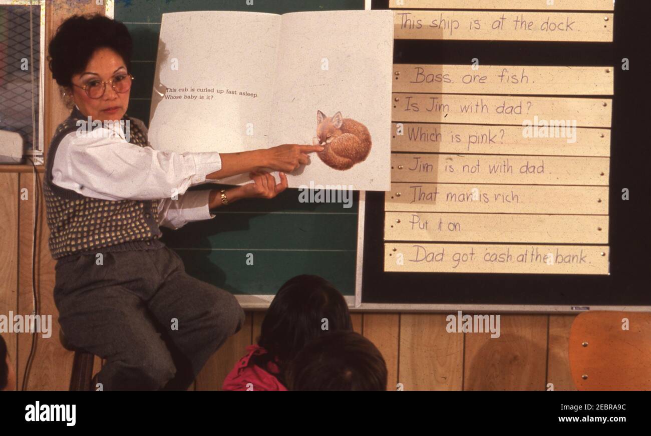 Programma di formazione bilingue in inglese e vietnamita in classe alla Walnut Creek Elementary School nel nord-est di Austin, che ha una grande popolazione del sud-est asiatico. Foto Stock