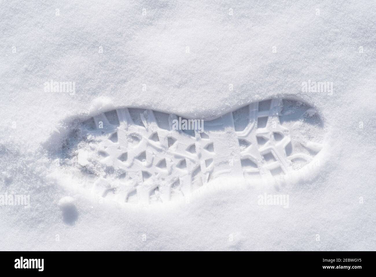 Primo piano di un'impronta nella neve Foto Stock