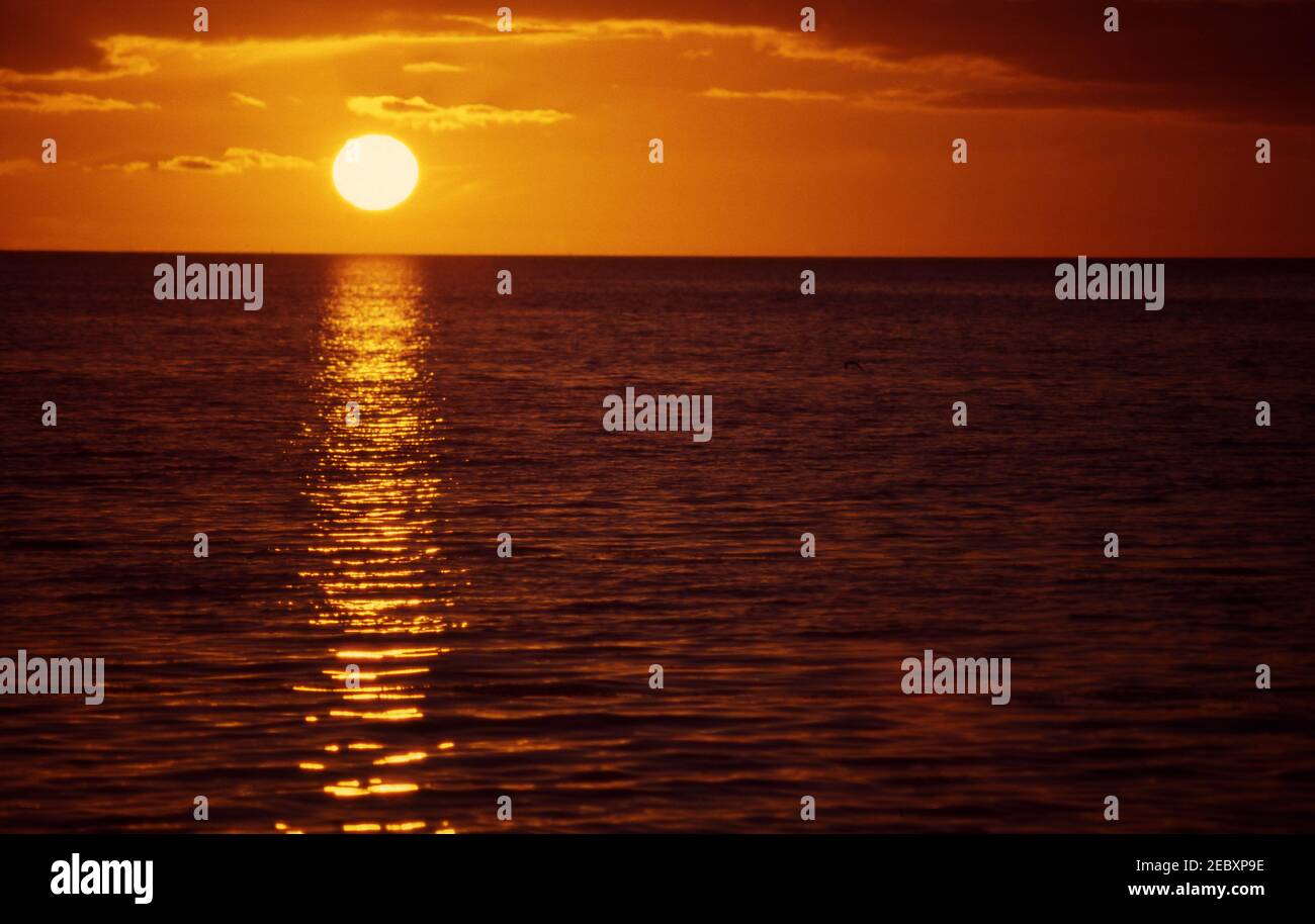 TRAMONTO SULLA COSTA VICINO AL PORTO DI NOARLUNGA NELL'AUSTRALIA MERIDIONALE. Foto Stock