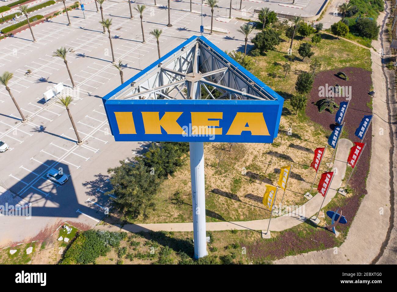Classico IKEA mega segno, vista aerea. Foto Stock